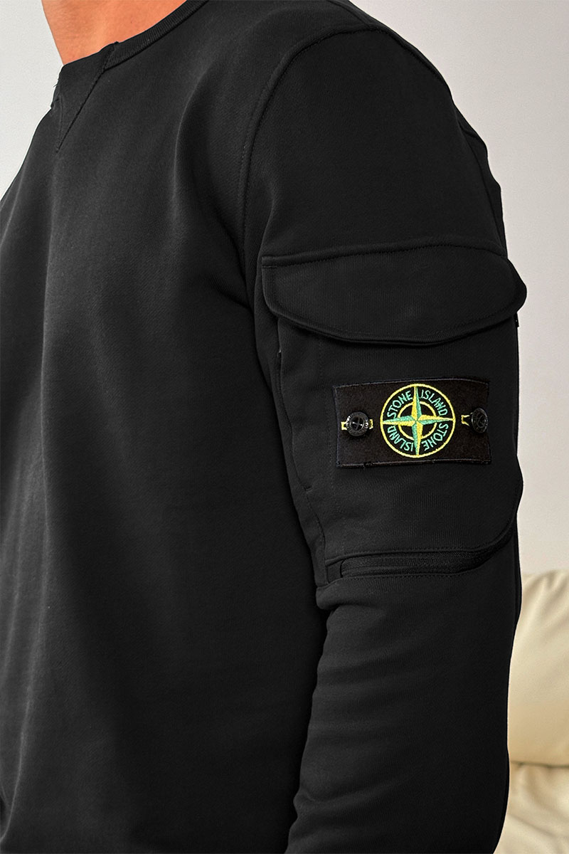 Stone Island Чёрный свитшот compass-patch crewneck