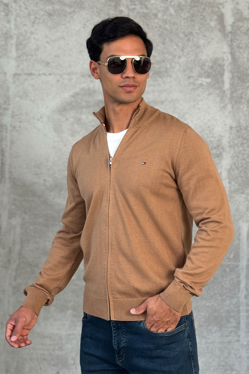 Tommy Hilfiger Кофта на молнии flag embroidery - Brown