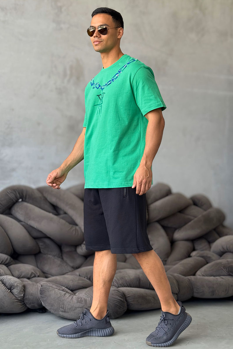 BV Оверсайз футболка chain print - Green