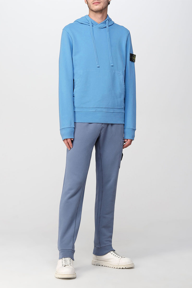 Stone Island Мужское худи голубого цвета Compass-patch