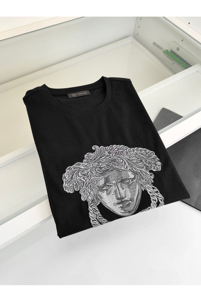 Versace Мужская футболка Medusa logo-embroidered - Black