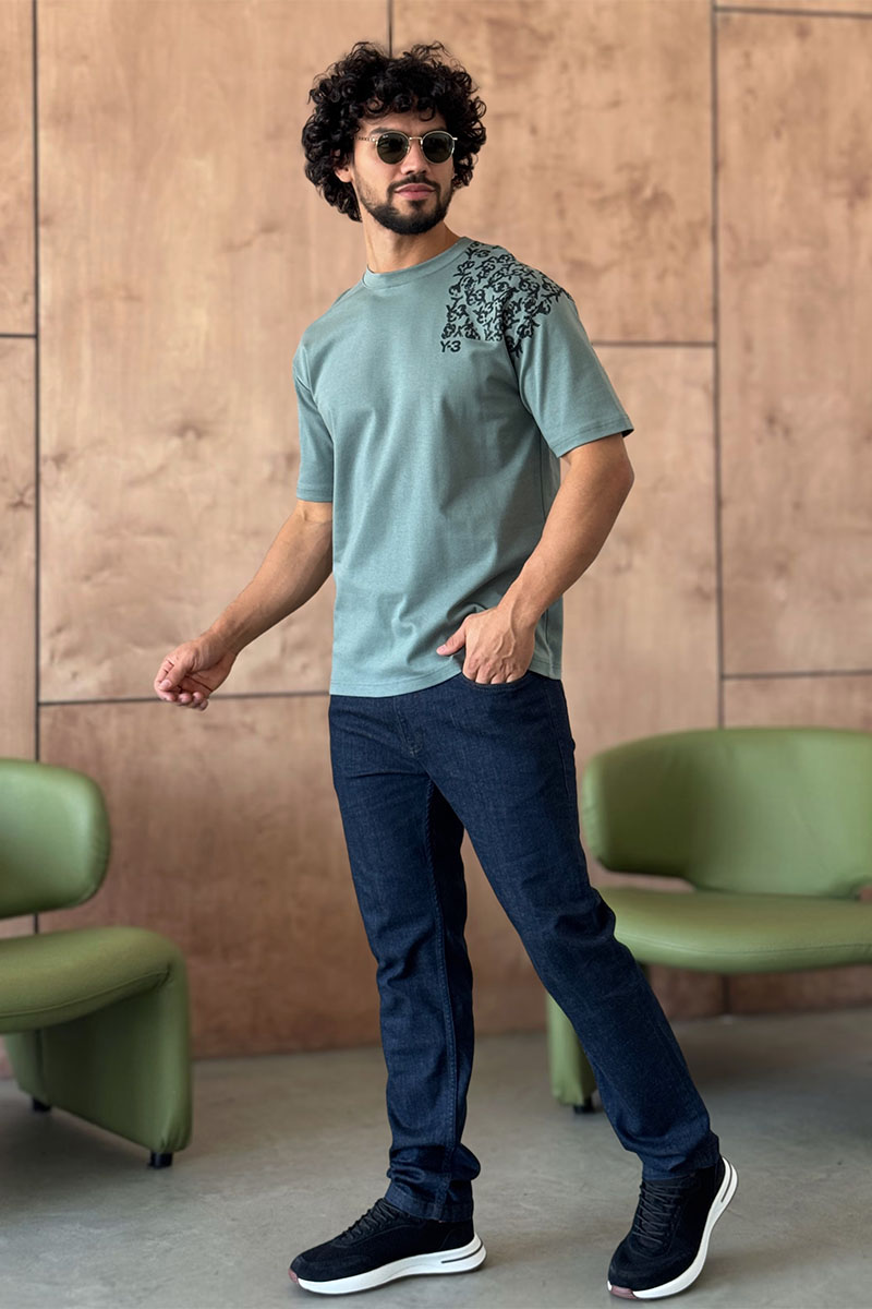 Y-3 Yohji Yamamoto Мужская зелёная футболка 