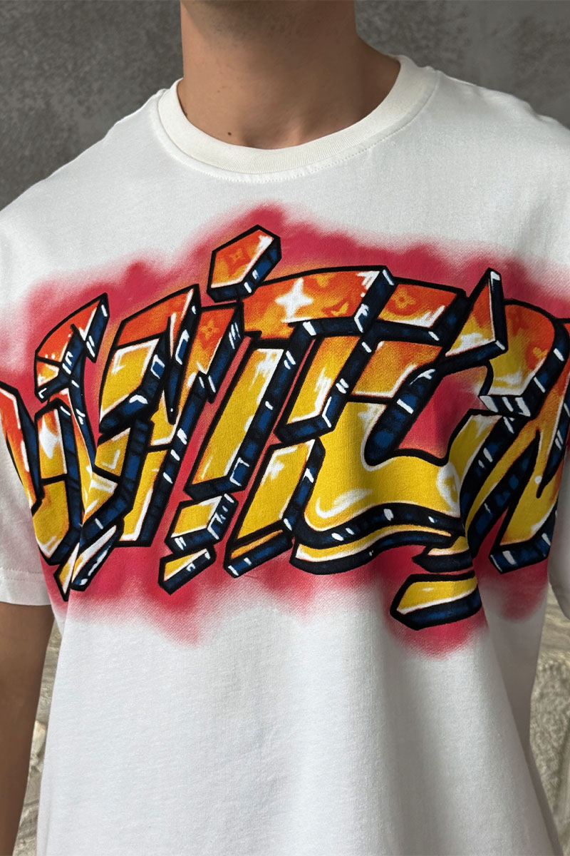 Lоuis Vuittоn Белая оверсайз футболка graffiti-print