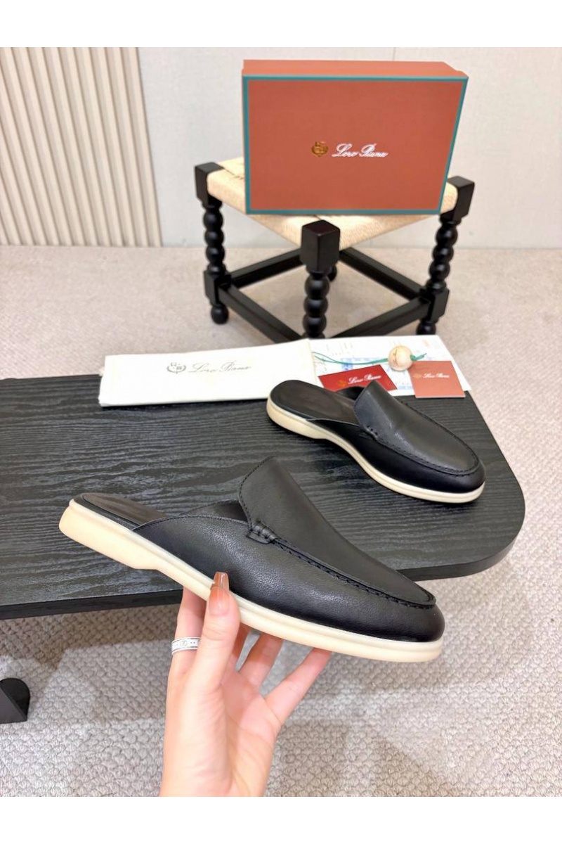 Loro Piana Мужские кожаные шлёпанцы Loro Piana
