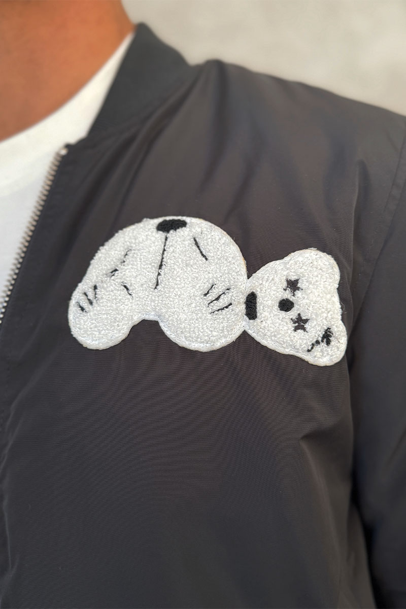 Palm Angels Мужской чёрный бомбер Bear logo-patch