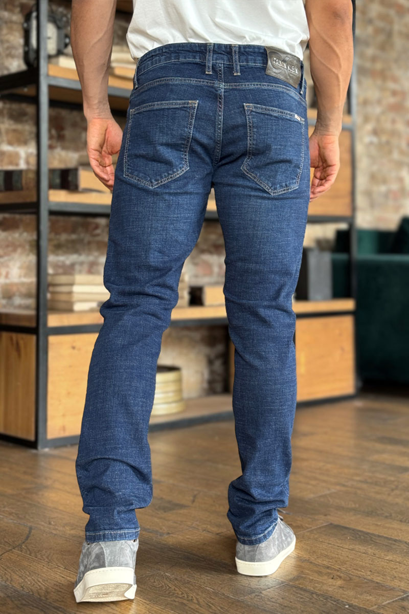 Calvin Klein Мужские тёмно-синие джинсы slim fit