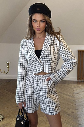 Женский костюм в клетку premium - White