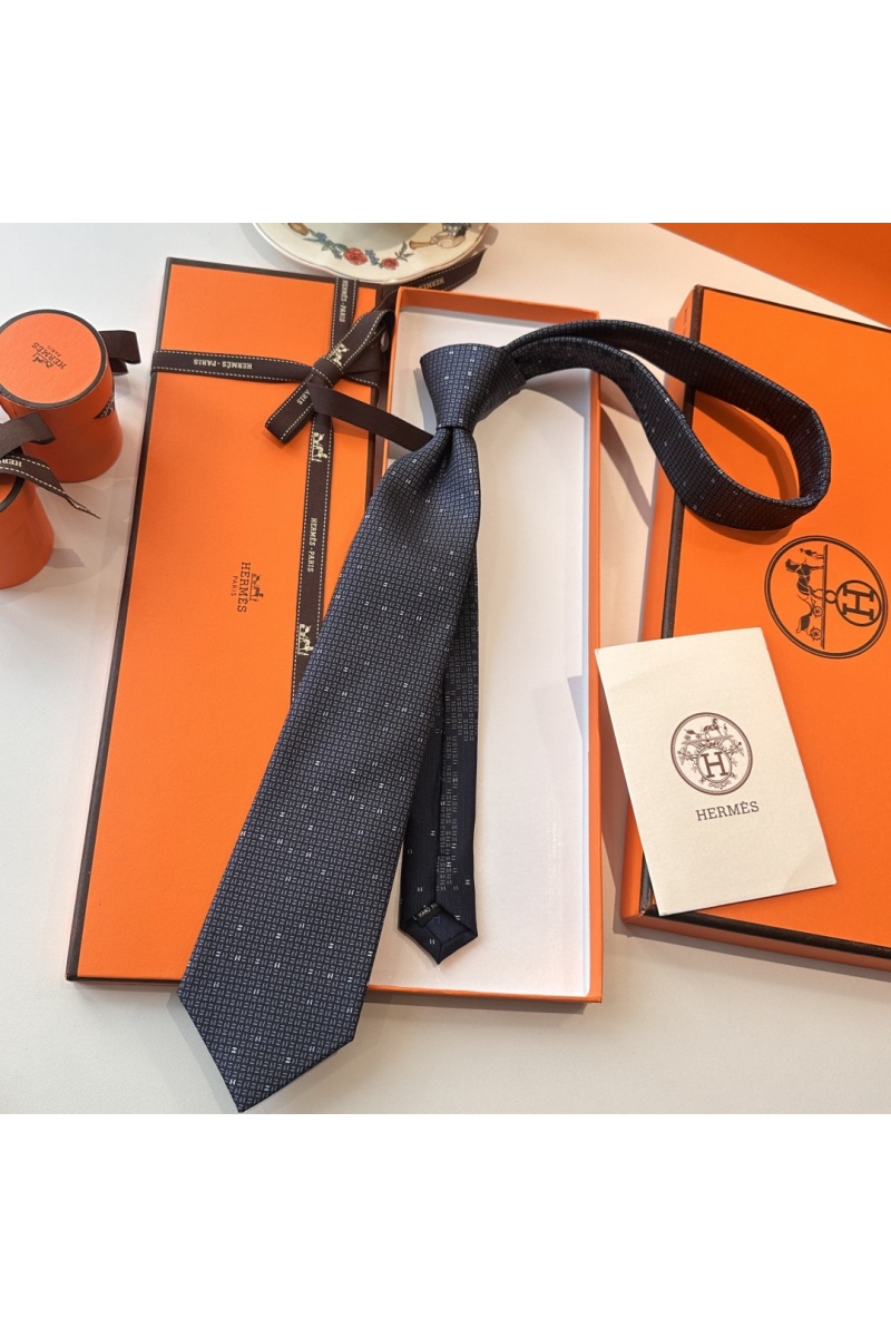 Hermes Галстук geometric logo-print premium - Navy