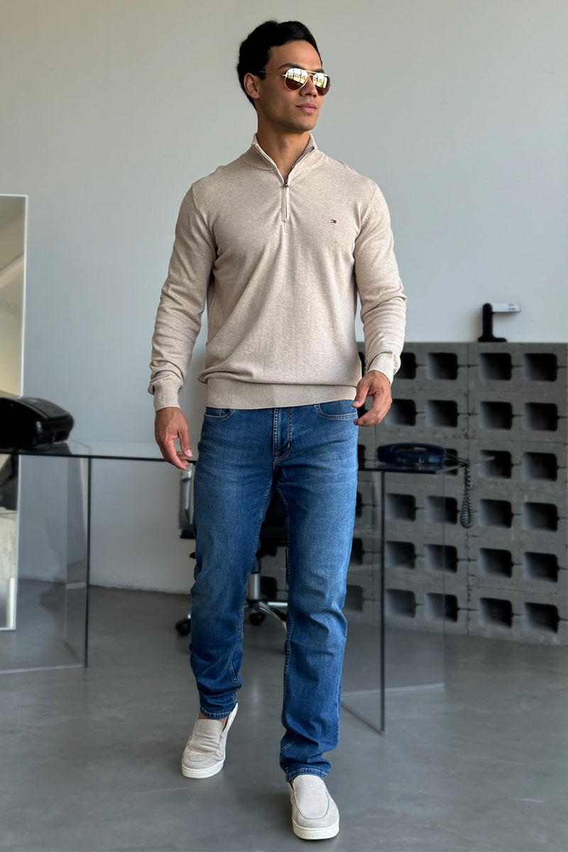 Tommy Hilfiger Кофта бежевого цвета quarter-zip