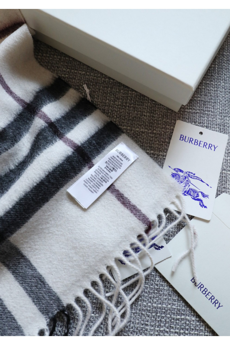 Burberry Шарф two-tone Check premium 168x30 см - White