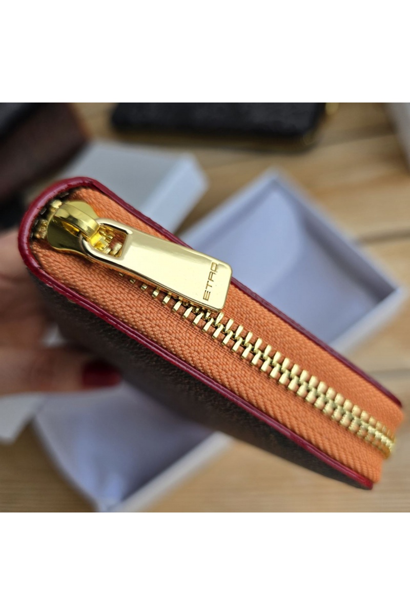 Etro Кожаное портмоне с узором пейсли 19x10 см