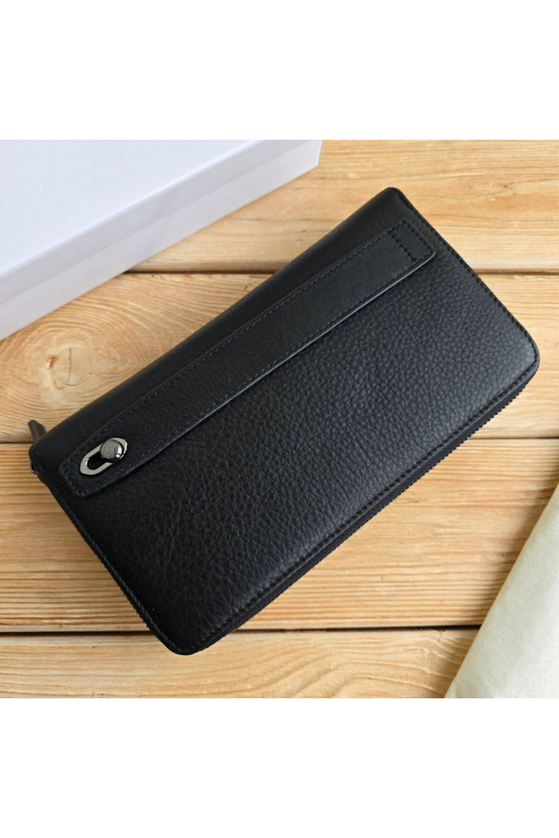 Emporio Armani EA7 Кожаное чёрное портмоне 21x12 см