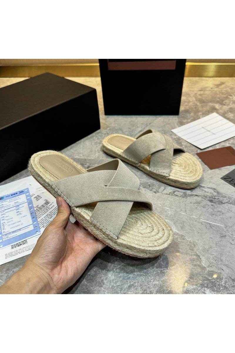 Zegna Мужские шлёпанцы suede - Grey