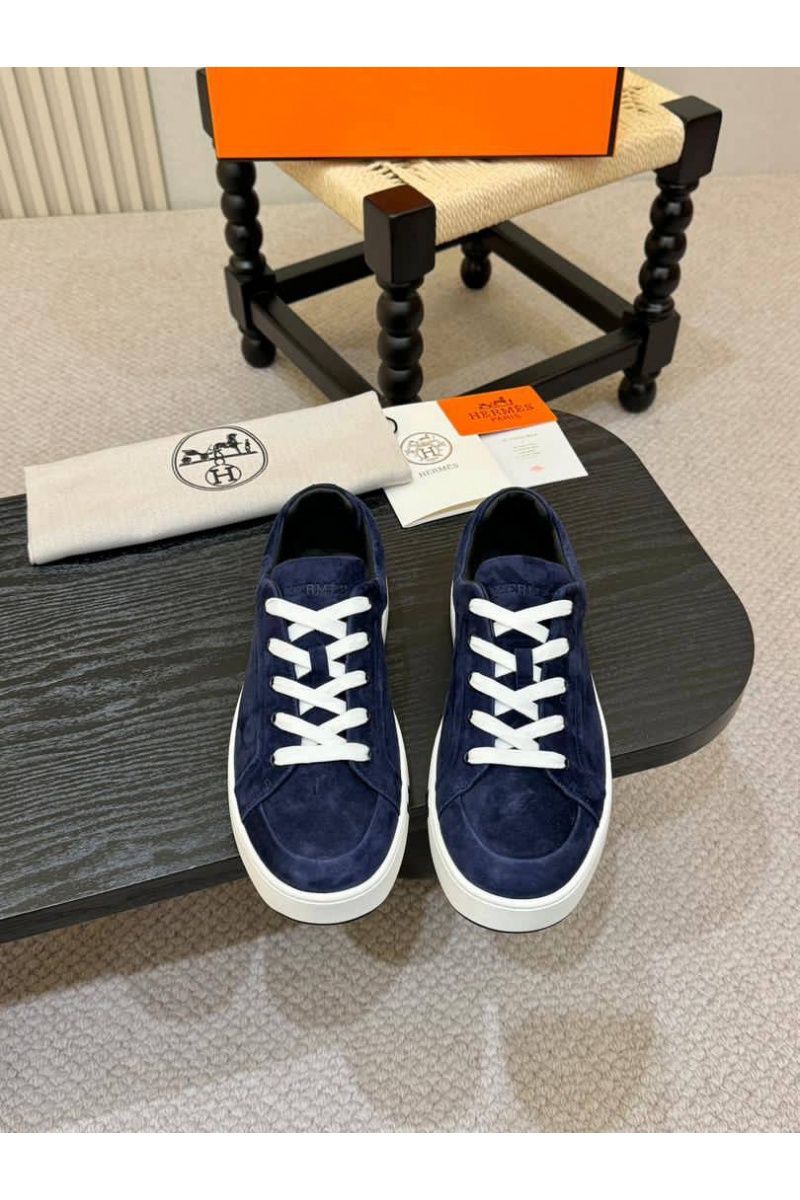 Hermes Мужские замшевые кроссовки Kid - Navy