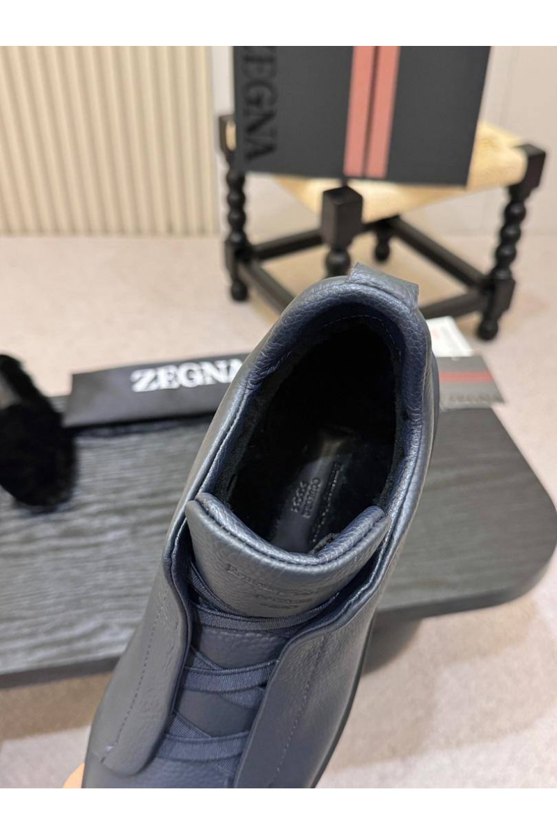 Zegna Кроссовки с мехом Triple Stitch high-top