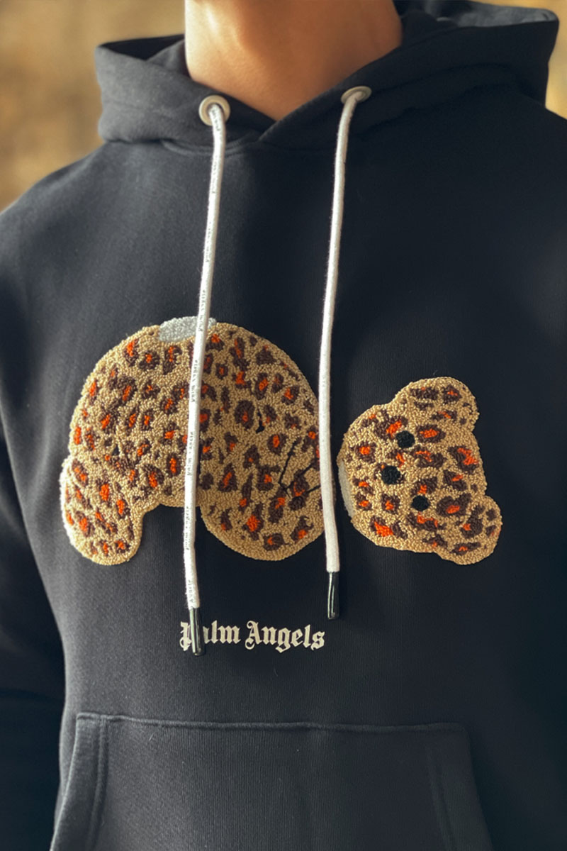 Palm Angels Мужское худи Leopard Teddy Bear - Black