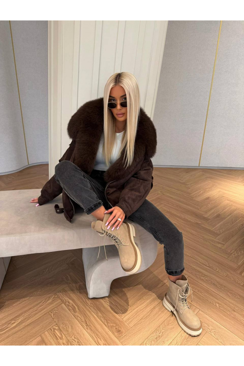 Max Mara Женская утеплённая дубленка с натуральным мехом