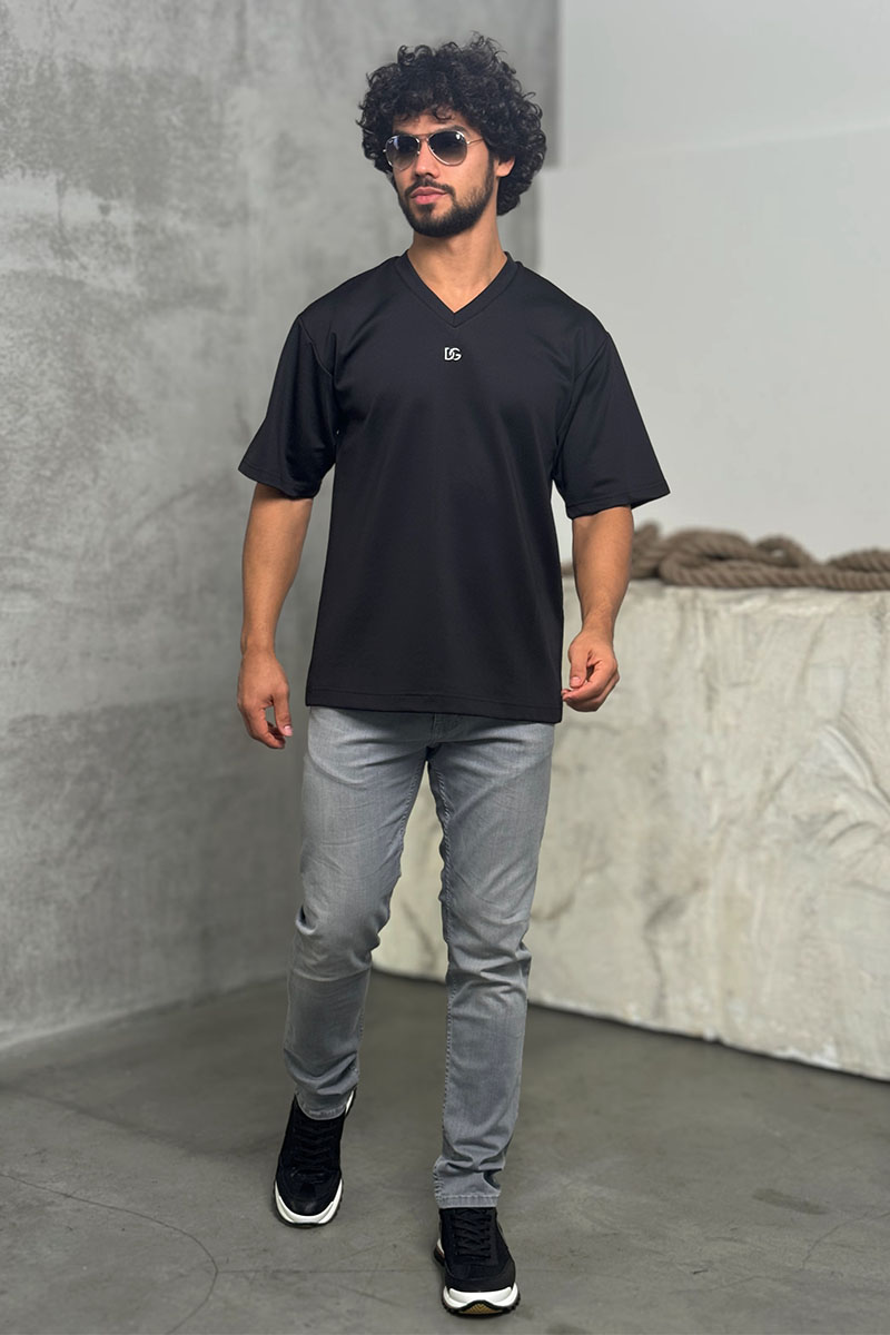 Dоlсе & Gаbbаnа Чёрная оверсайз футболка logo-plaque