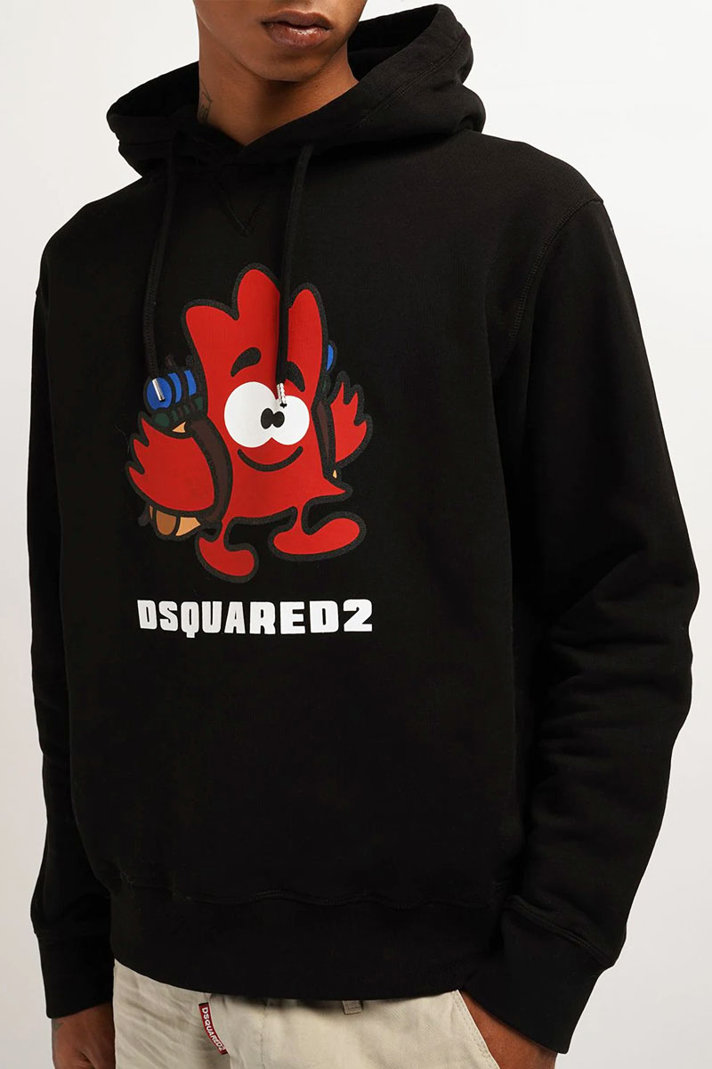 Dsquared2 Мужское чёрное худи logo-print