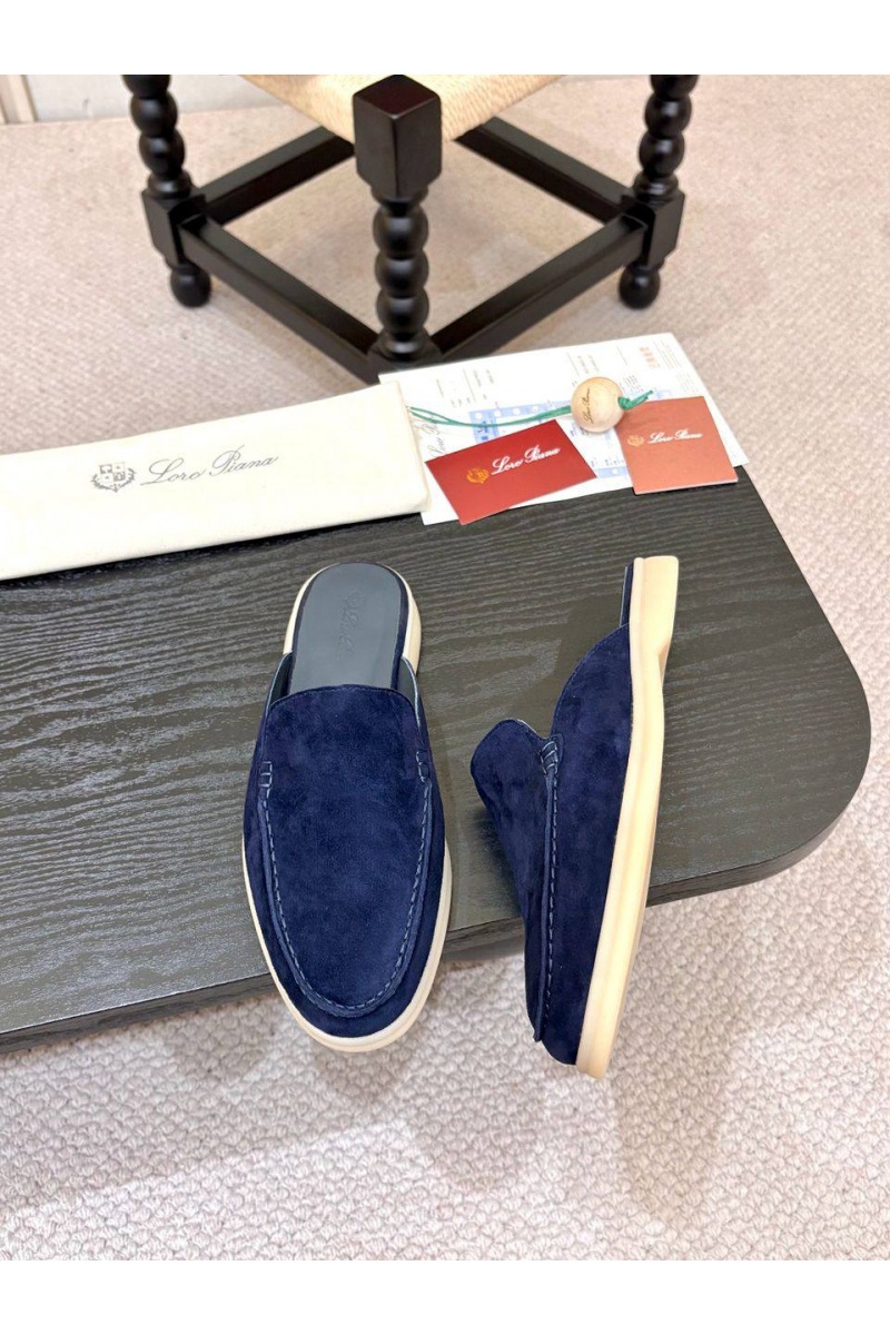 Loro Piana Мужские замшевые шлёпанцы Loro Piana