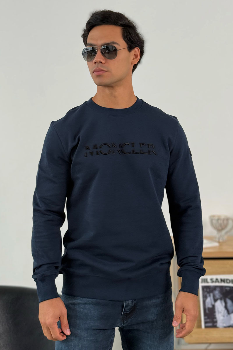 Moncler Тёмно-синий оверсайз свитшот logo-embroidered