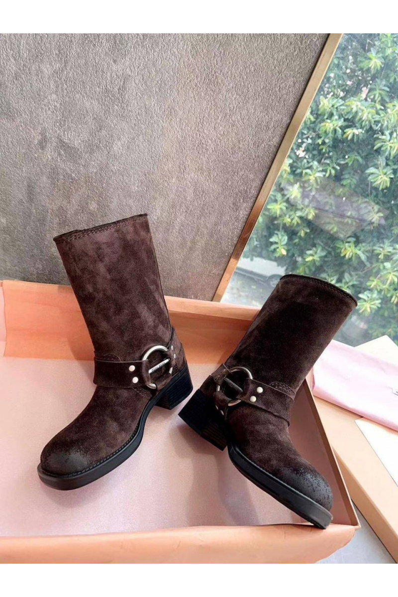 MIU MIU Женские замшевые сапоги Ankle Premium