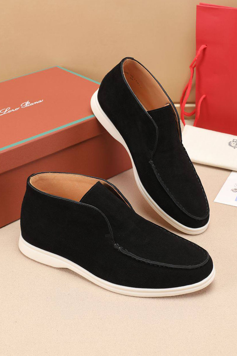 Loro Piana Замшевые лоферы с меховой стелькой Open Walk - Black