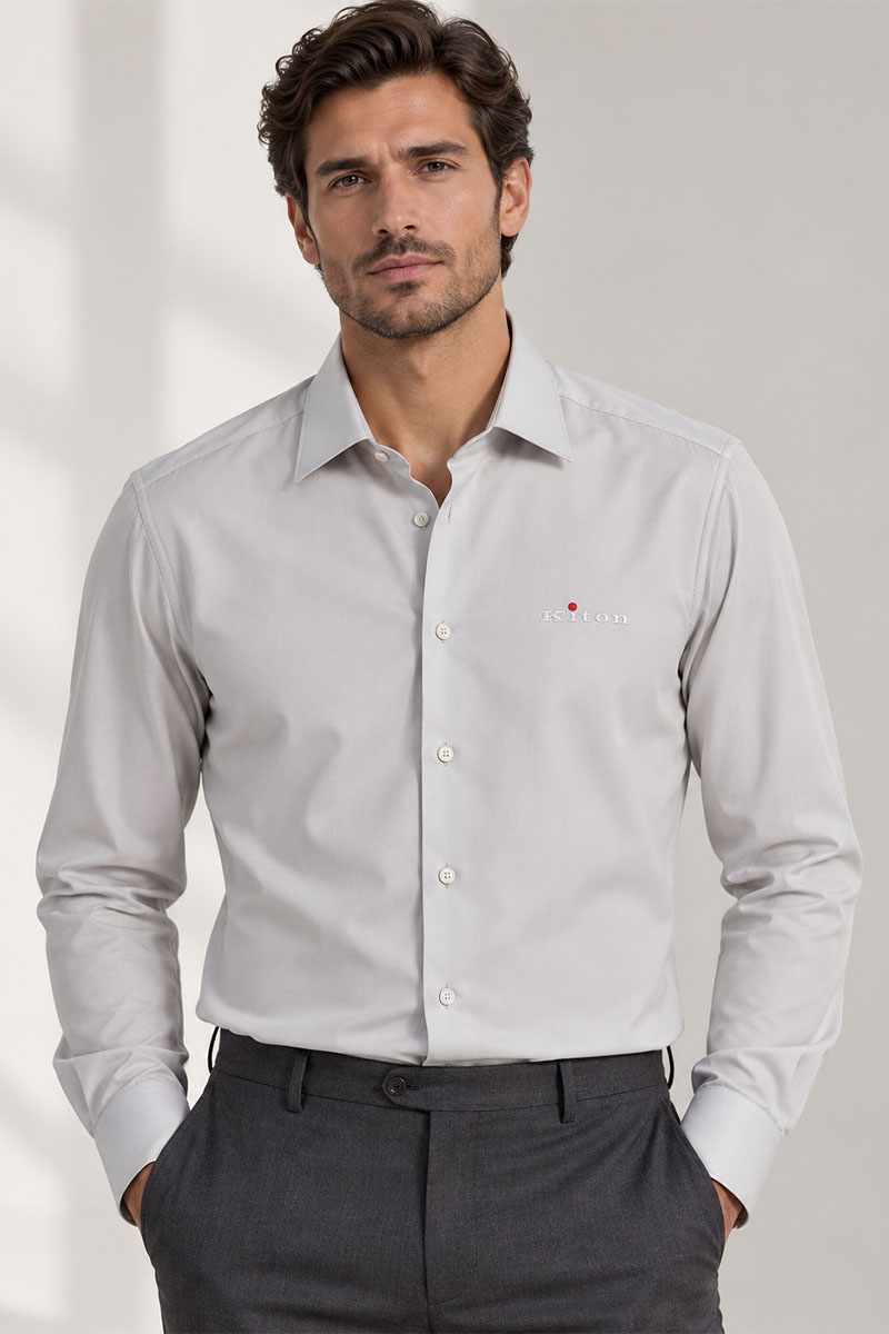 Kiton Мужская серая рубашка premium