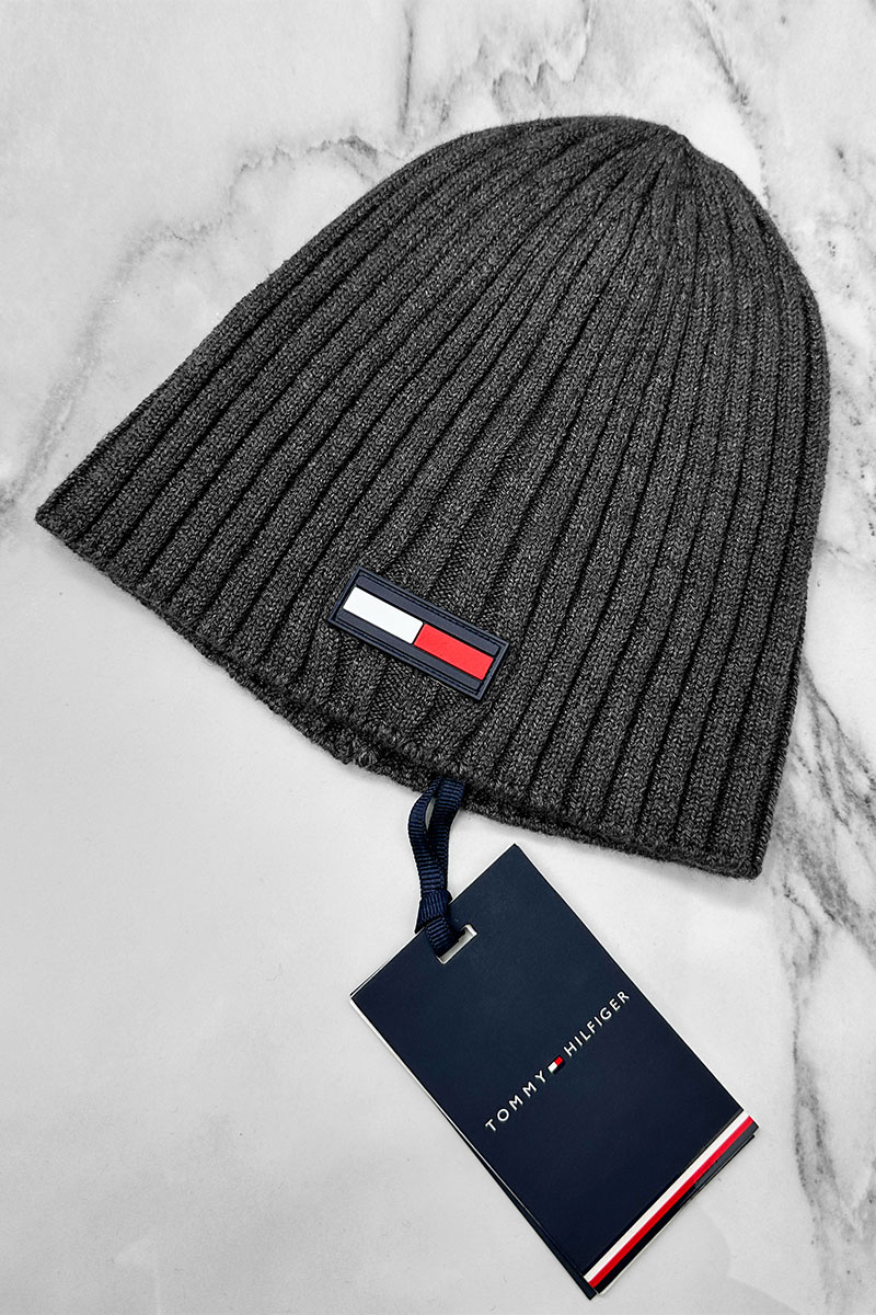 Tommy Hilfiger Мужская серая шапка logo-patch