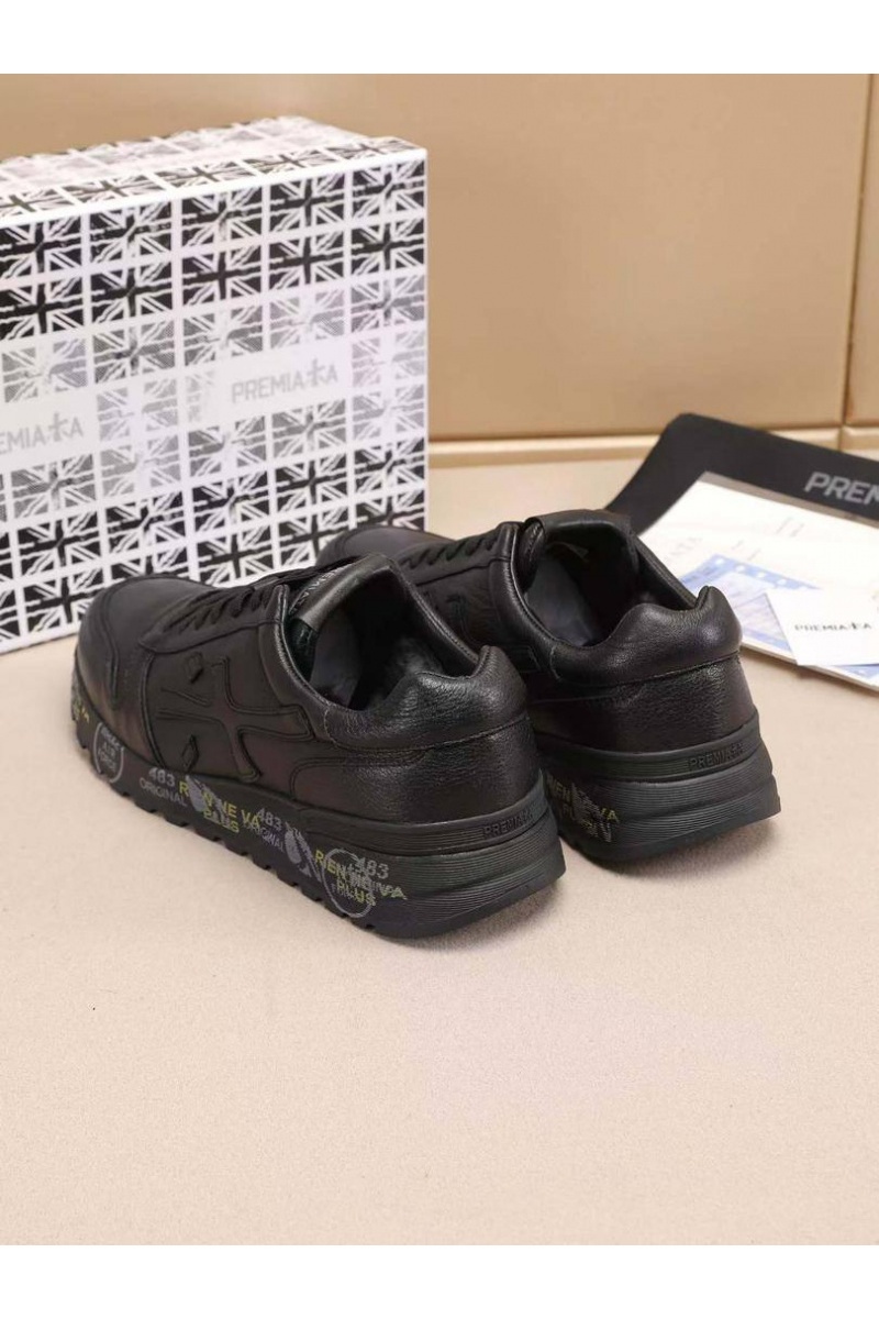 Premiata Кожаные кроссовки с мехом low-top - Black