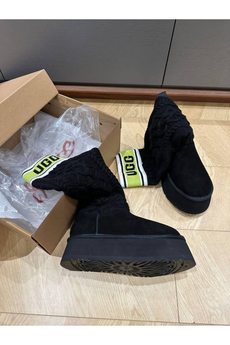 UGG Женские сапоги Classic Sweater Letter - Black