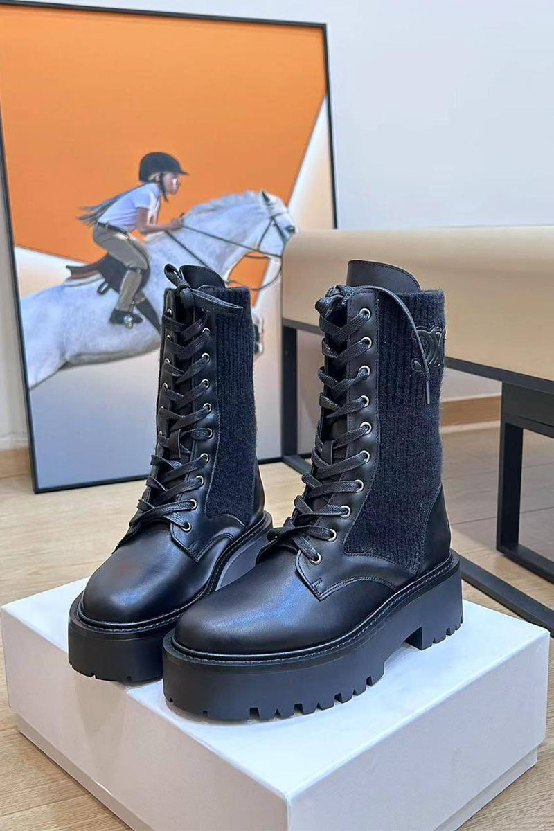 Celine Женские комбинированные ботинки Premium - Black