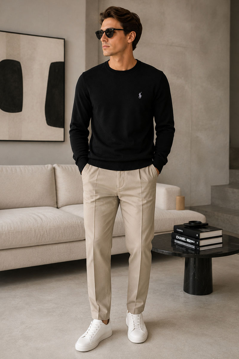 Polo Ralph Lauren Мужской чёрный джемпер logo-embroidered