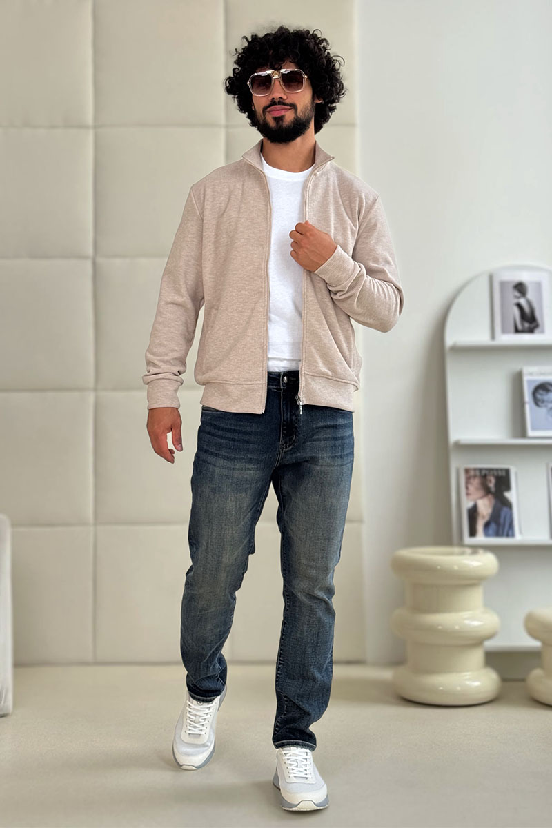 Loro Piana Мужская бежевая кофта на молнии