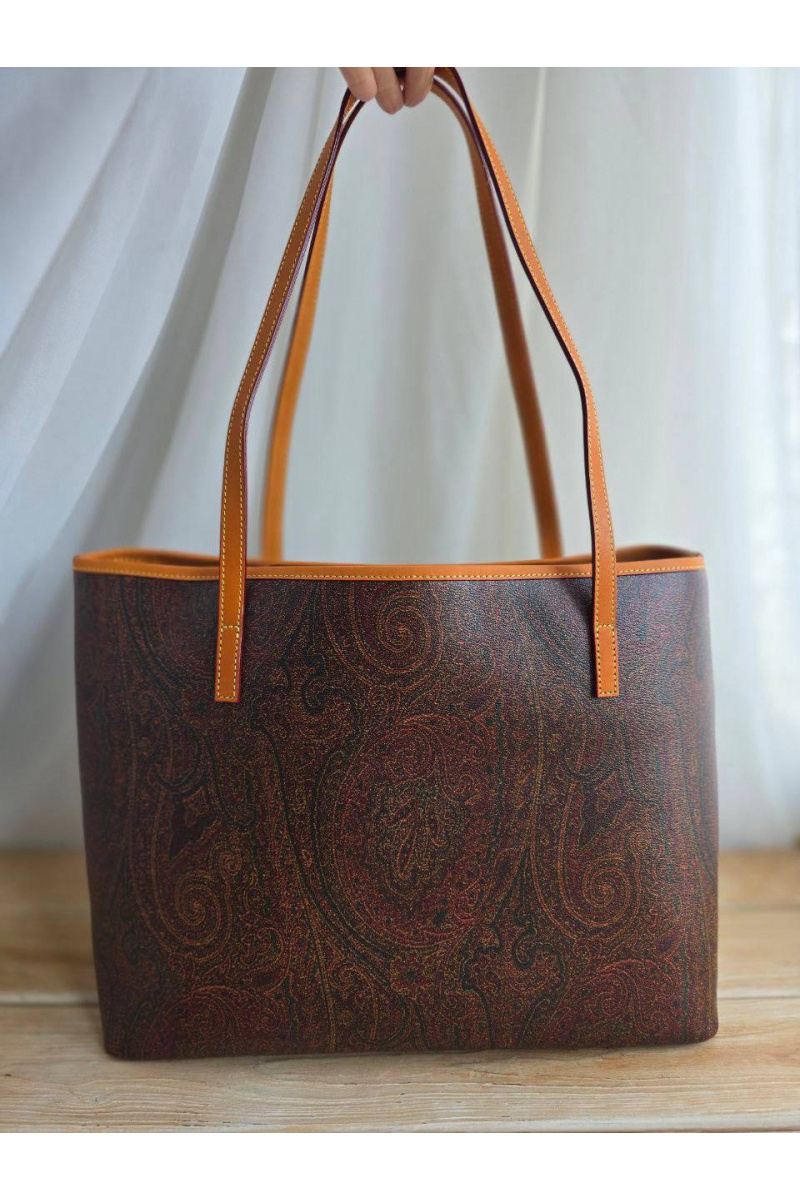 Etro Кожаная сумка с узором пейсли 36x26 см