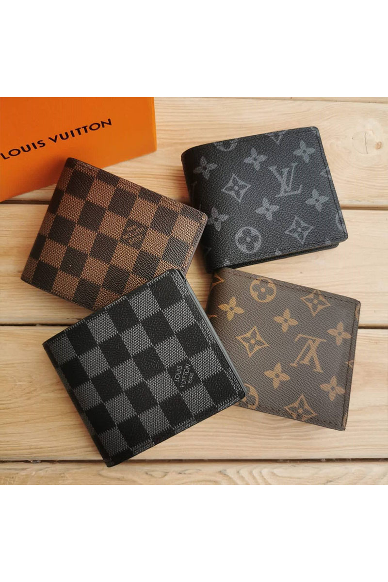 Lоuis Vuittоn Кожаный кошелёк Marco Monogram Eclipse 11x9.5 см