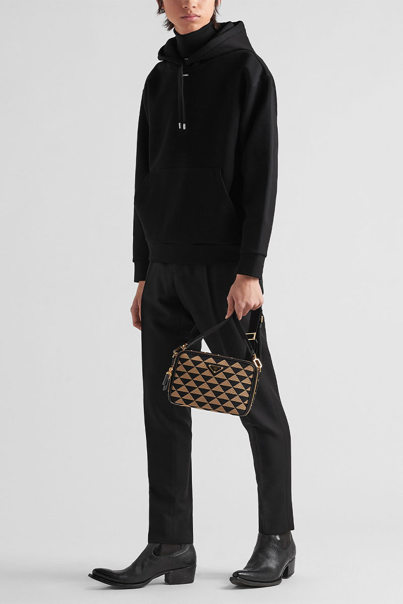 Prada Мужское чёрное худи technical cotton 