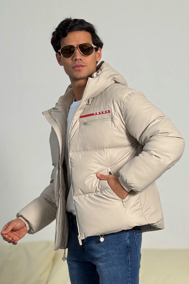 Prada Мужской пуховик Linea Rossa - Beige 
