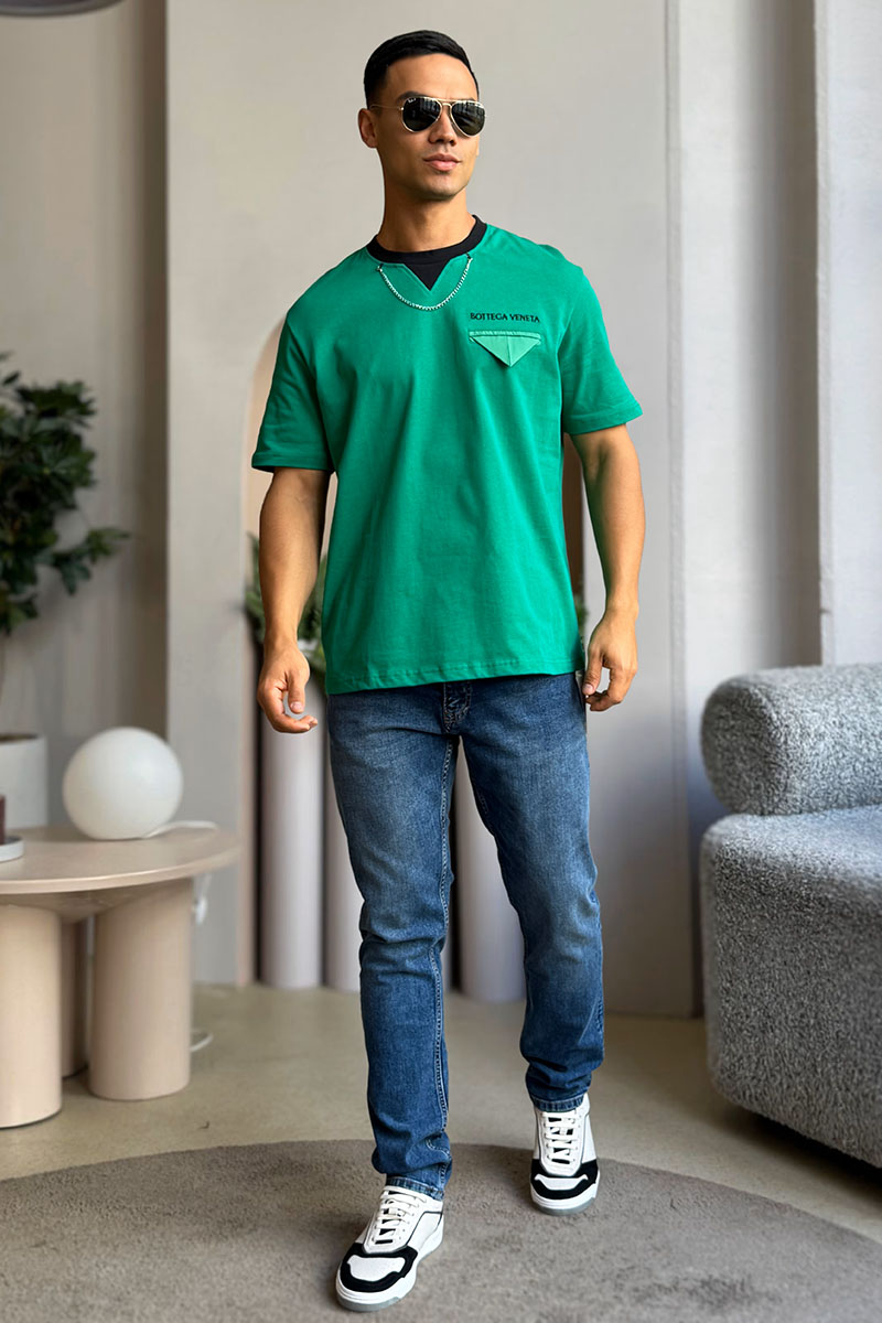 Bottega Veneta Зелёная оверсайз футболка Chain