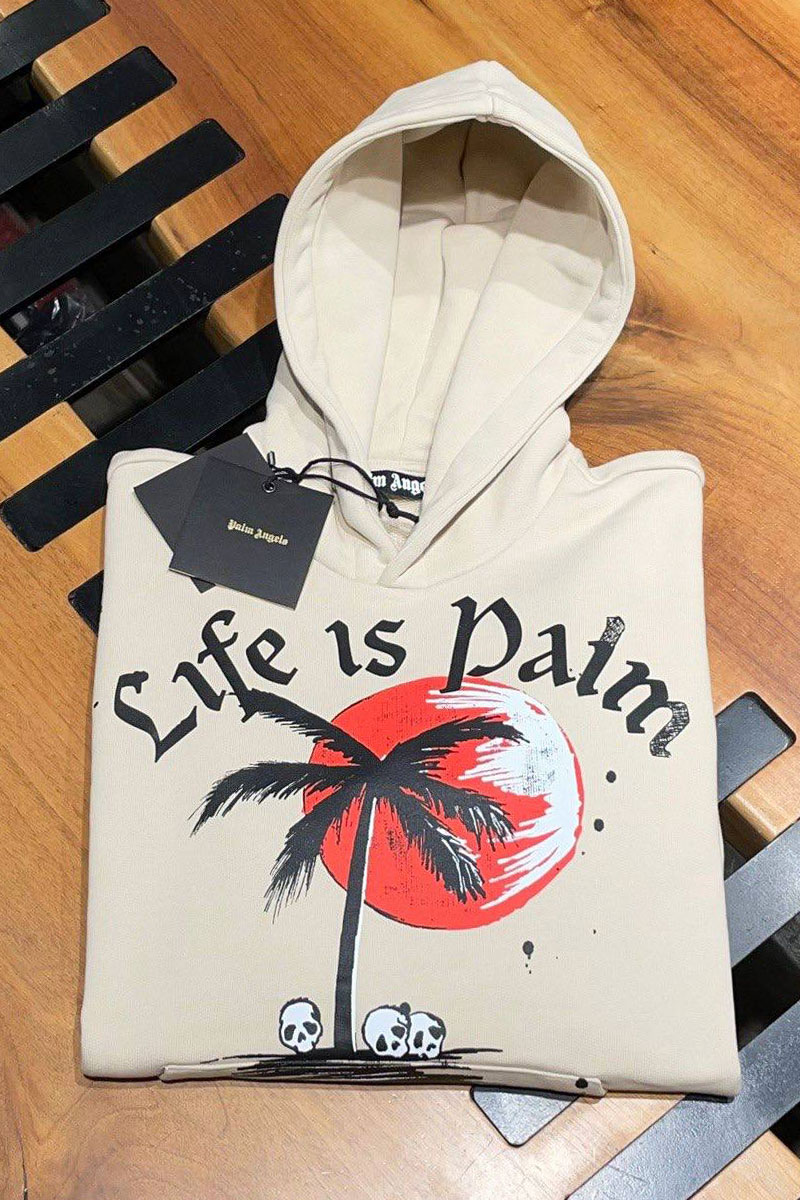 Palm Angels Бежевое оверсайз худи sunset palm 