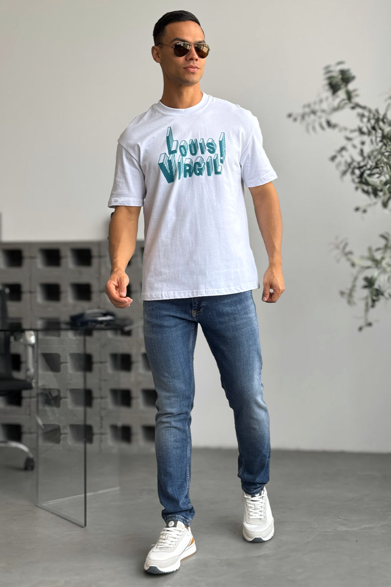 Lоuis Vuittоn Белая оверсайз футболка Virgil Abloh