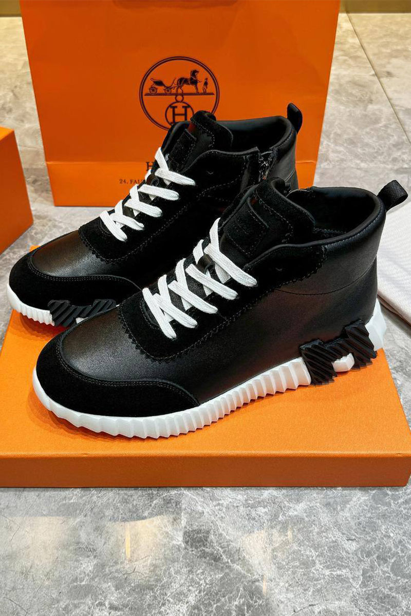 Hermes Кроссовки с мехом Bouncing high-top - Black / White