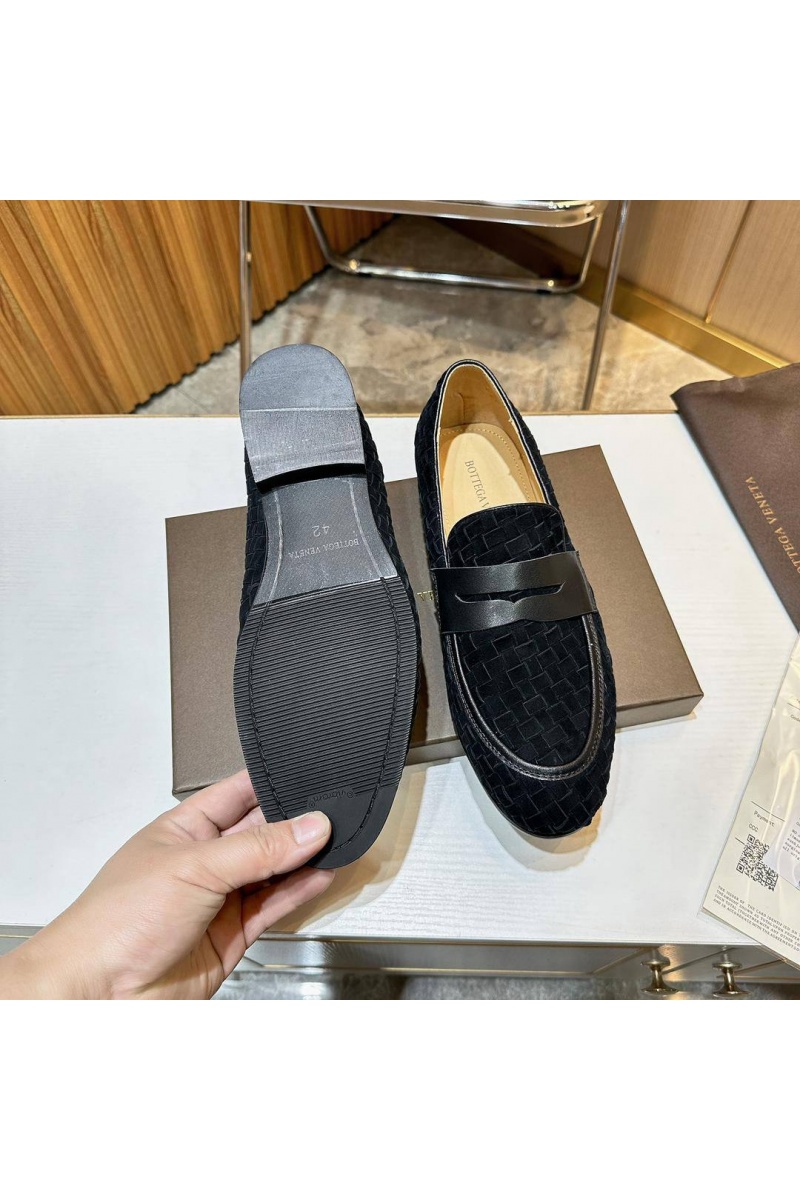 Bottega Veneta Мужские замшевые лоферы Intrecciato - Black