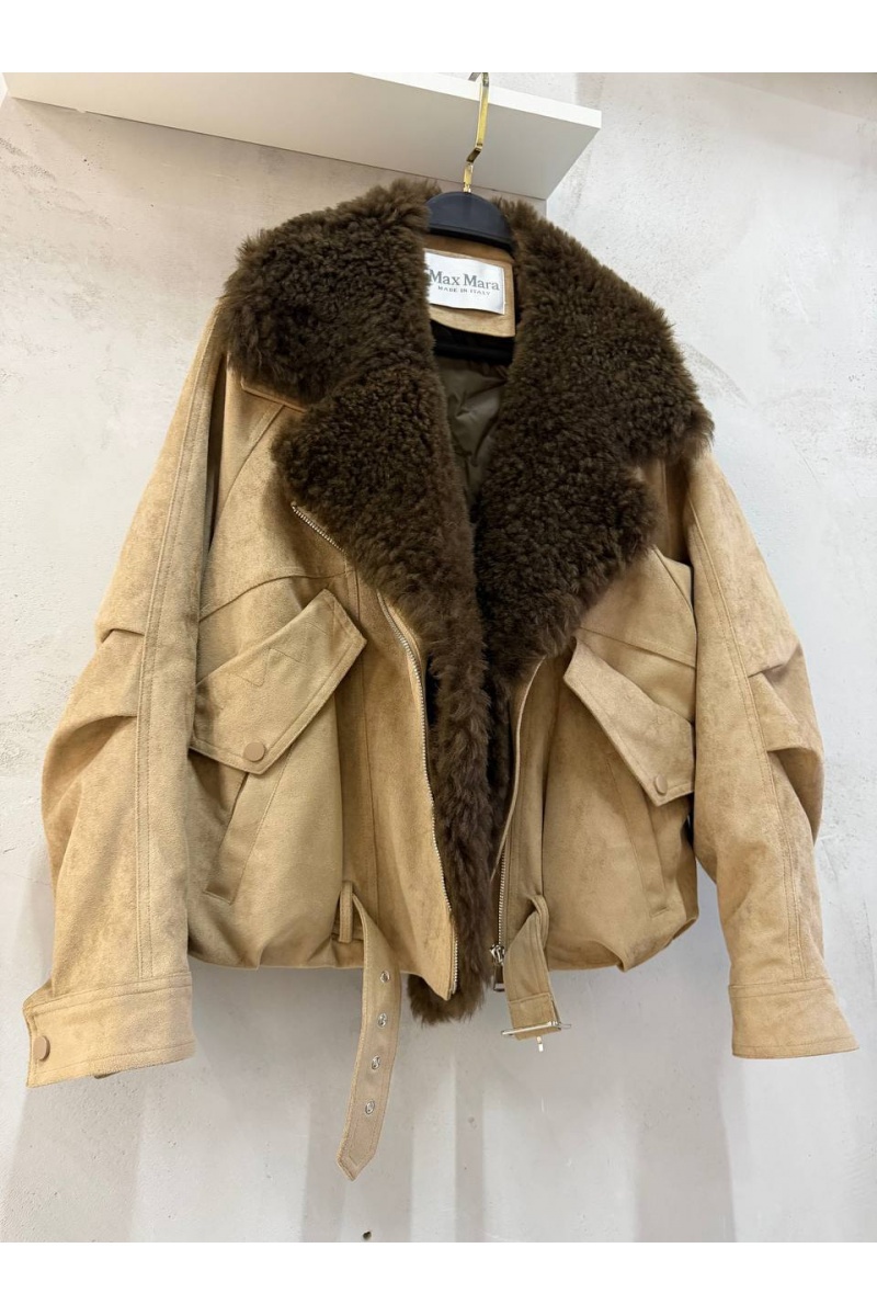 Max Mara Женский бомбер с натуральным мехом premium