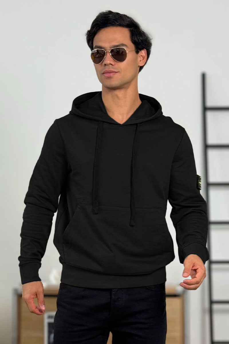 Stone Island Мужское худи чёрного цвета Compass-patch