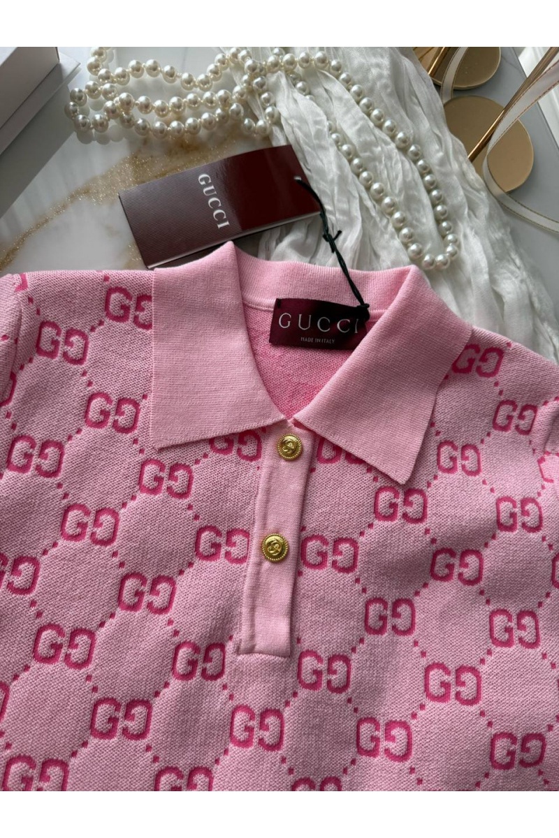 Gucci Розовое женское поло GG monogram-pattern
