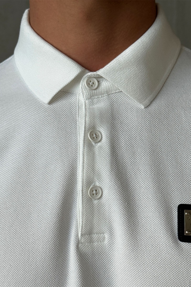 Dоlсе & Gаbbаnа Мужское белое поло logo-plaque