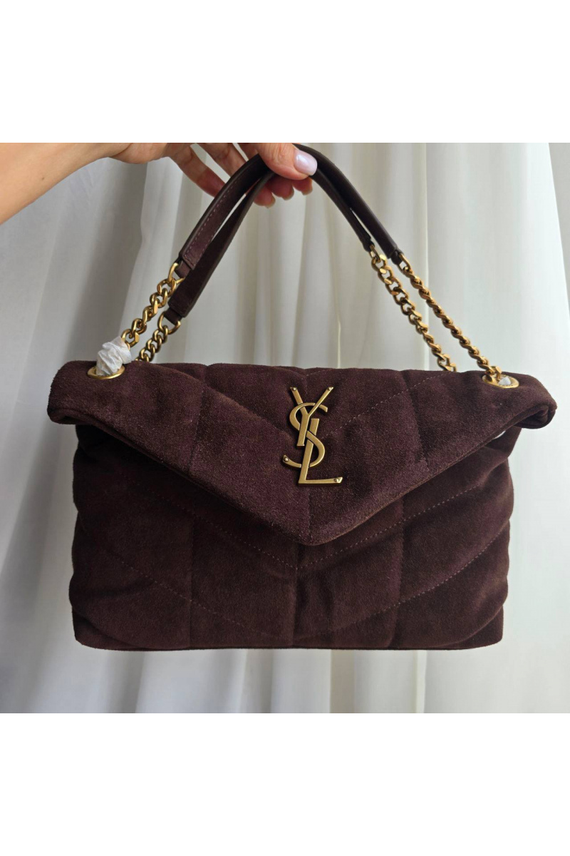 Yves Saint Laurent Замшевая сумка Lou Puffer 30x19 см