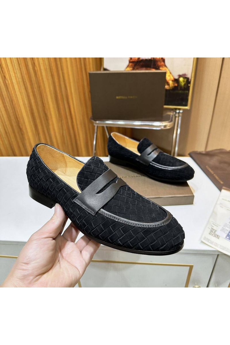 Bottega Veneta Мужские замшевые лоферы Intrecciato - Black