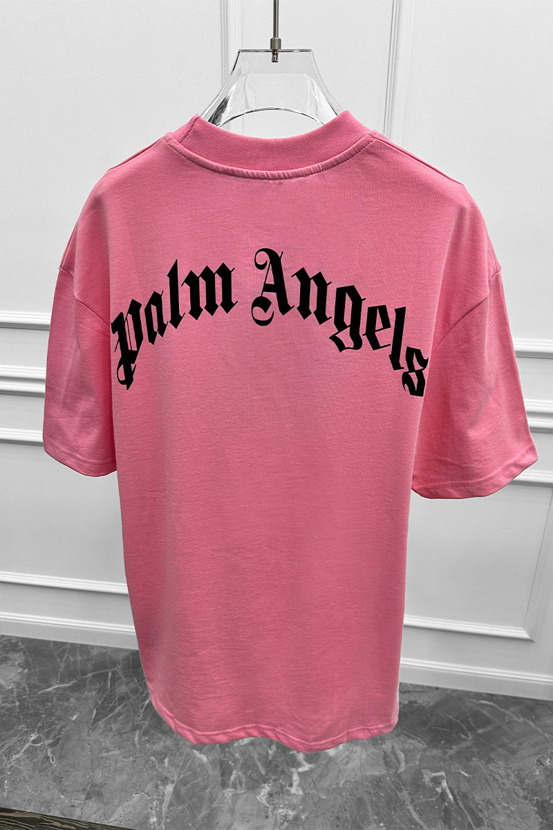 Palm Angels Розовая оверсайз футболка Leopard Bear